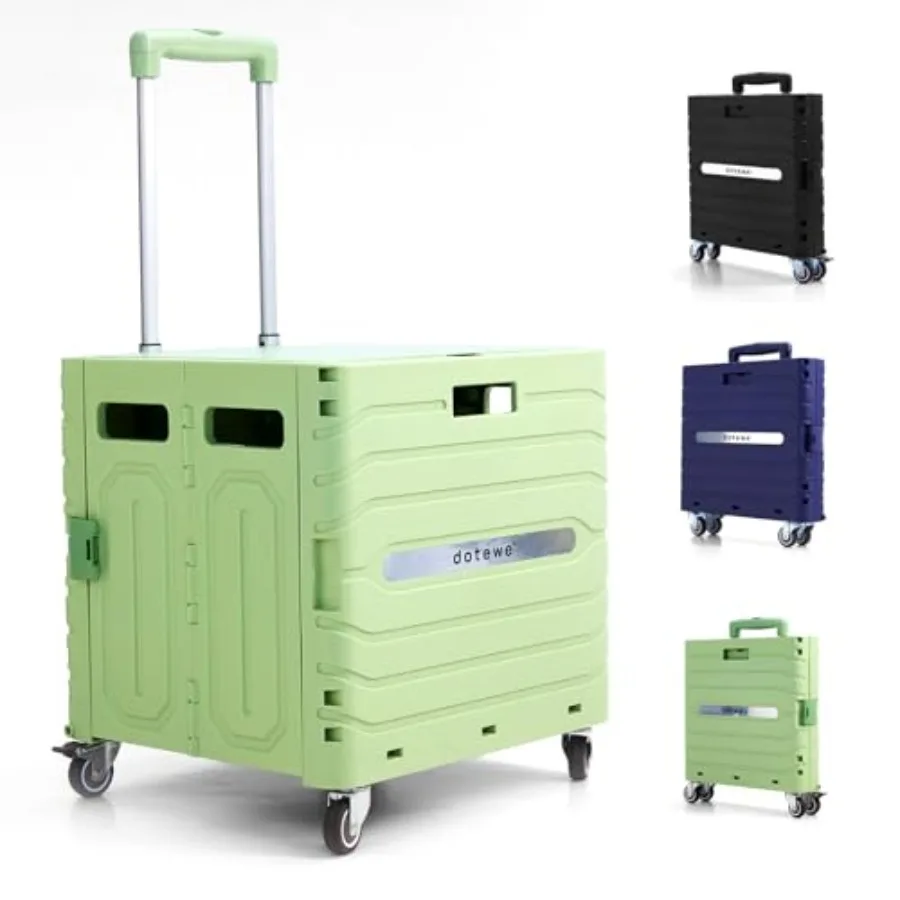 

Folding Utility Cart Portable Rolling Crate Handcart Foldable Shopping Trolley Collapsible, with Lid, on Wheels, for Grocery, G
