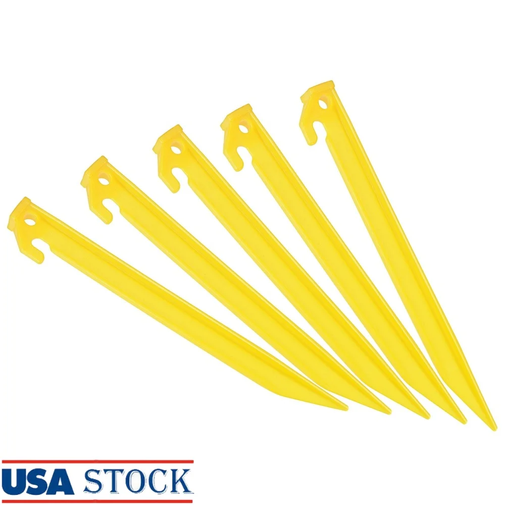 

Lightweight Plastic Tent Stakes with Hook Waterproof Durable Ground Pegs Camping Canopy Picnic Outdoor Use