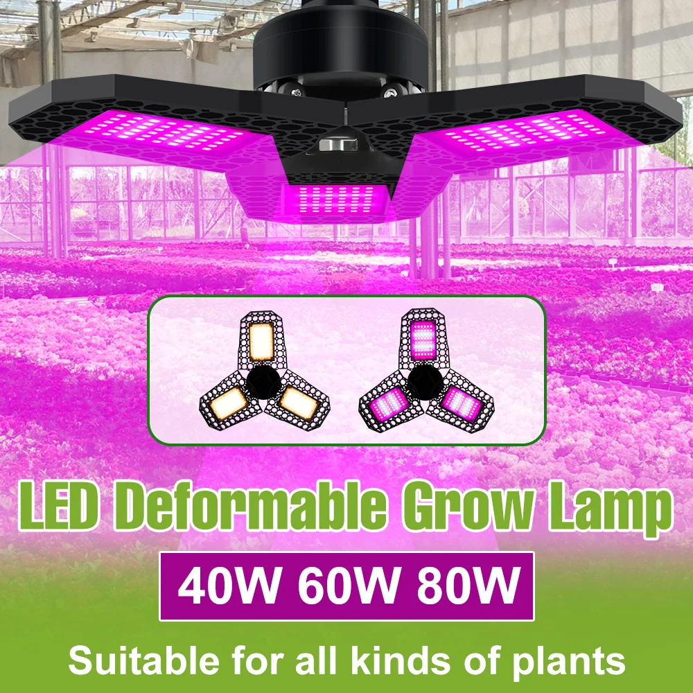 

80W LED Full Spectrum Growing Bulb E27 Indoors Foldable Plant Fill Light Greenhouse Tent Vegs Flower Hydroponic Cultivation Lamp