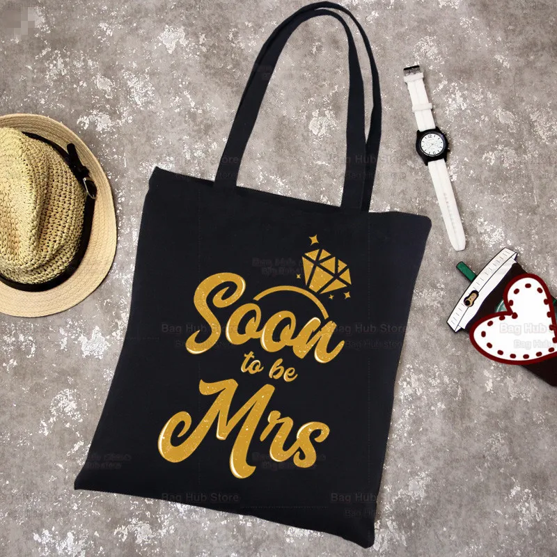 Team Bride Canvas Black Shopping Bachelorette Decoration Wedding Tote Bag Shoulder Bridal To Be Hen Party Cloth Bag Handbag Gift