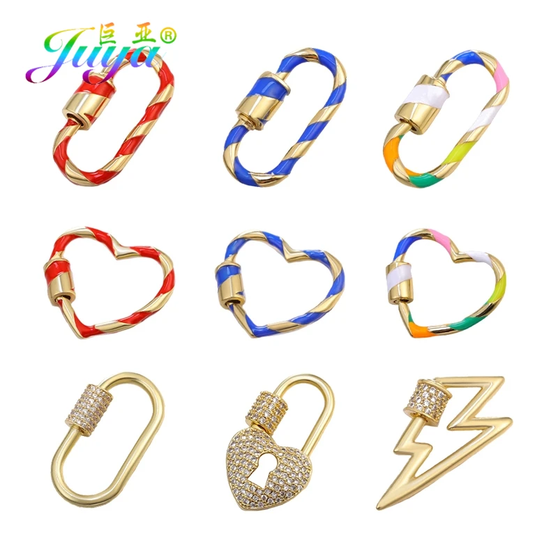 Juya DIY Creative Spiral Locks Supplies Handmade Mesh Chains Punk Jewelry Making Decorative Carabiner Screw Clasps Accessories