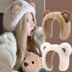 Earmuffs de urso pequeno dos desenhos animados para mulheres, Earmuffs quentes, protetor de orelha bonito do estudante, capa fria, inverno novo