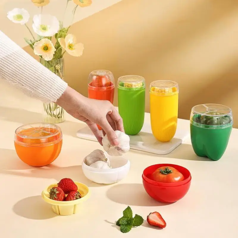 1pc Creative Kitchen Refrigerator Vegetable Fruits Crisper Containers Onion Avocado Tomatoes Lemon Fresh Storage Box
