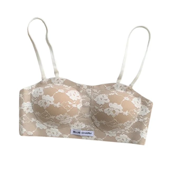 KUCLUT French Summer Sexy Lace Lingerie Women's Thin Fixed Cup Gathering Strapless 2025 New Style Bra
