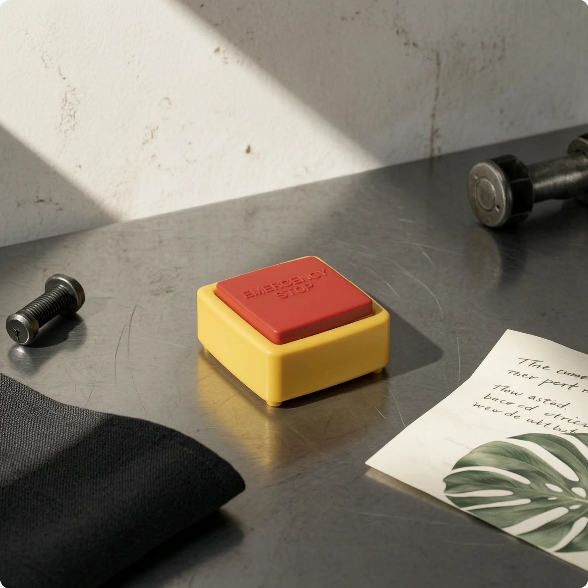 Bouton d'arrêt d'urgence pour tapis roulant, à fixation par ouvertures, bouton poussoir rouge, bornes à vis, pièce de commande 10a