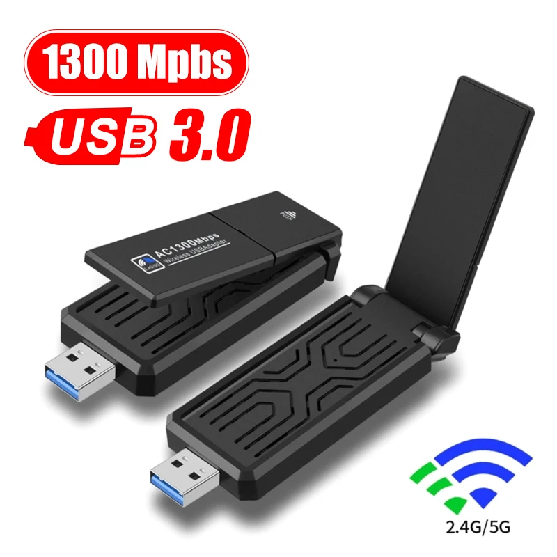 

NEW 1300Mbps USB 3.0 Adapter 802.11AC Dual Band 2.4G/5.8GHz Wireless Wi-Fi USB3.0 Dongle Network Card AU for Win 7/8/10 PC