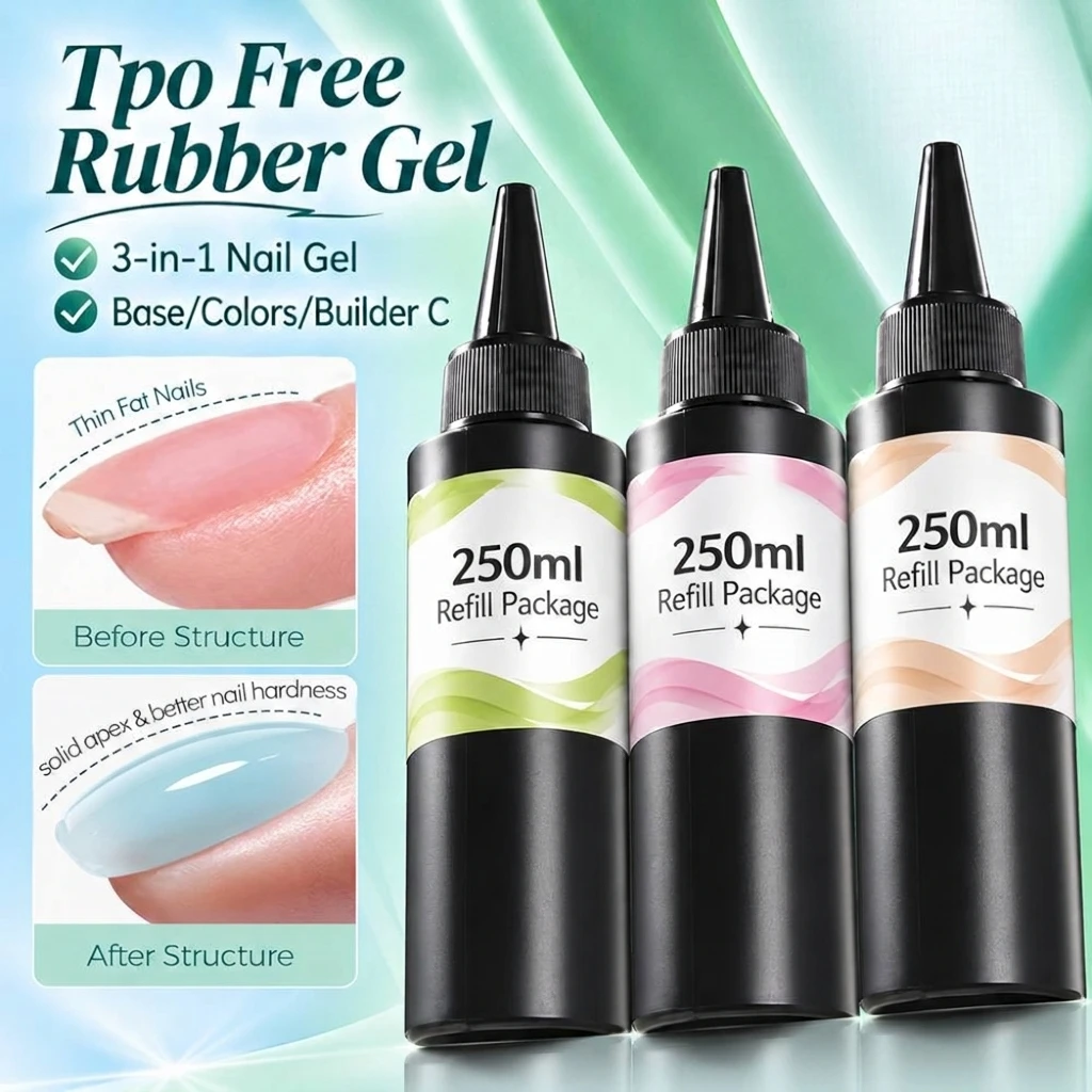 250g Rubber Base Gel Polish Refilled Package Jelly Milky White Nude Semi-Permanent Soak Off Self Leveling Construction Gel