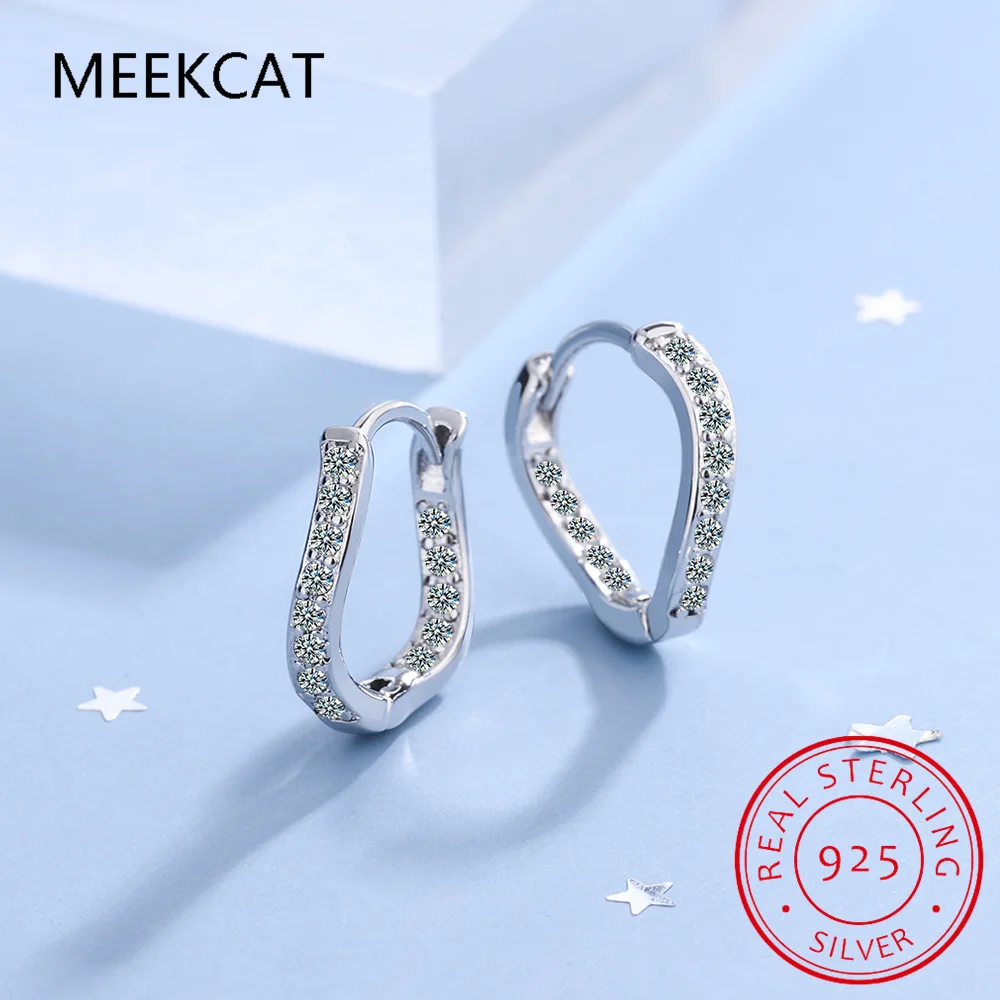 925 Sterling Silver Twisted Ear Buckles Geometric Wave Hoop Earring Pave Setting CZ for Women Girl Original Design Fine Jewelry