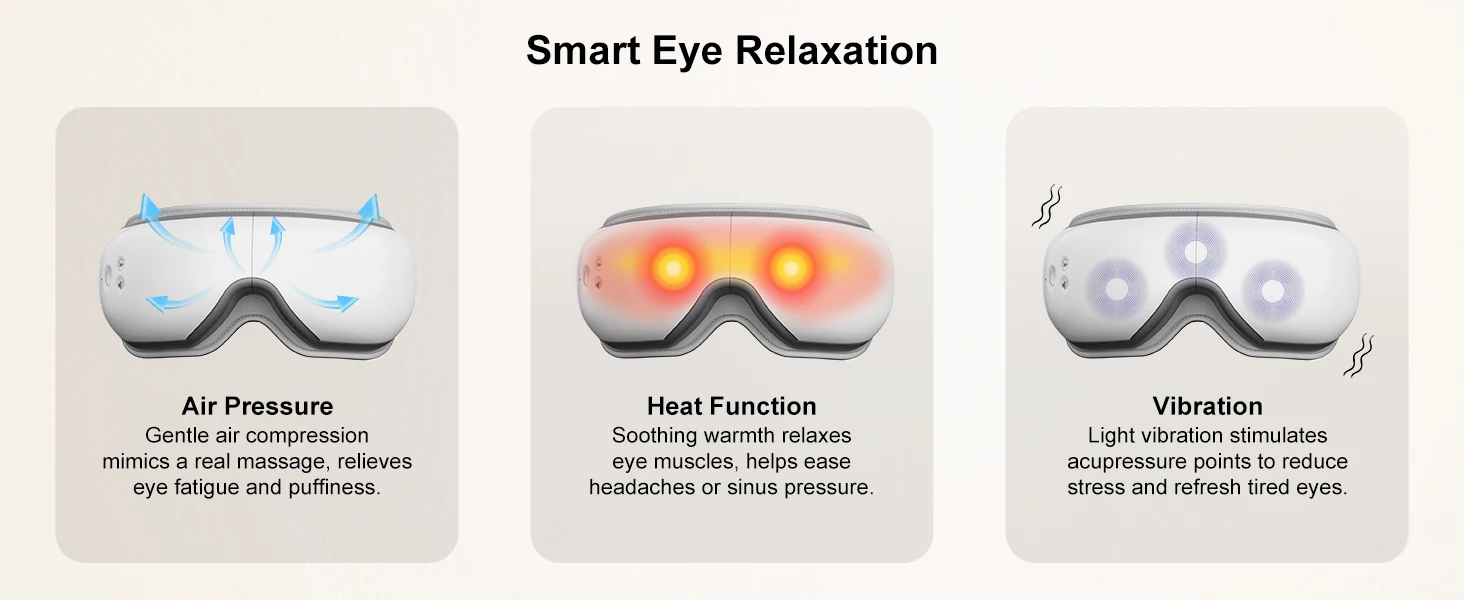 Heated Smart Vibration Eye Massager Airbag Compress Eye Care Instrument Bluetooth Music Eye Massage Sleepping Mask Relax Fatigue