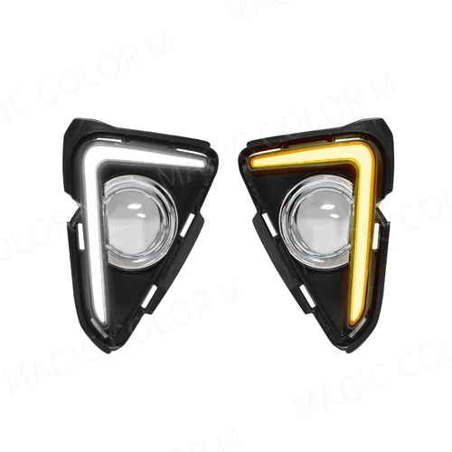 Imagen 2 del producto Luces de circulación diurna para Toyota RAV4 2016 2017 2018 DRL, intermitente, antiniebla, bisel, embellecedor cromado, accesorios para coche, blanco y amarillo
