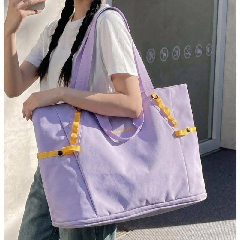 

Colorful Webbing Canvas Tote Bag with Letter Print, Multi-Color for Daily Use, Work, Shopping, Commuting and Outdoor Activities