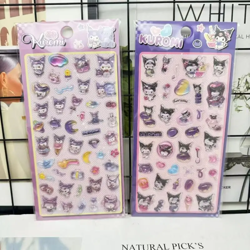 

Kawaii My Melody Cinnamoroll Kuromi Crystal-Clear Relief 3D Sticker Student Pencil Case Phone Case Diy Material Decoration Gift