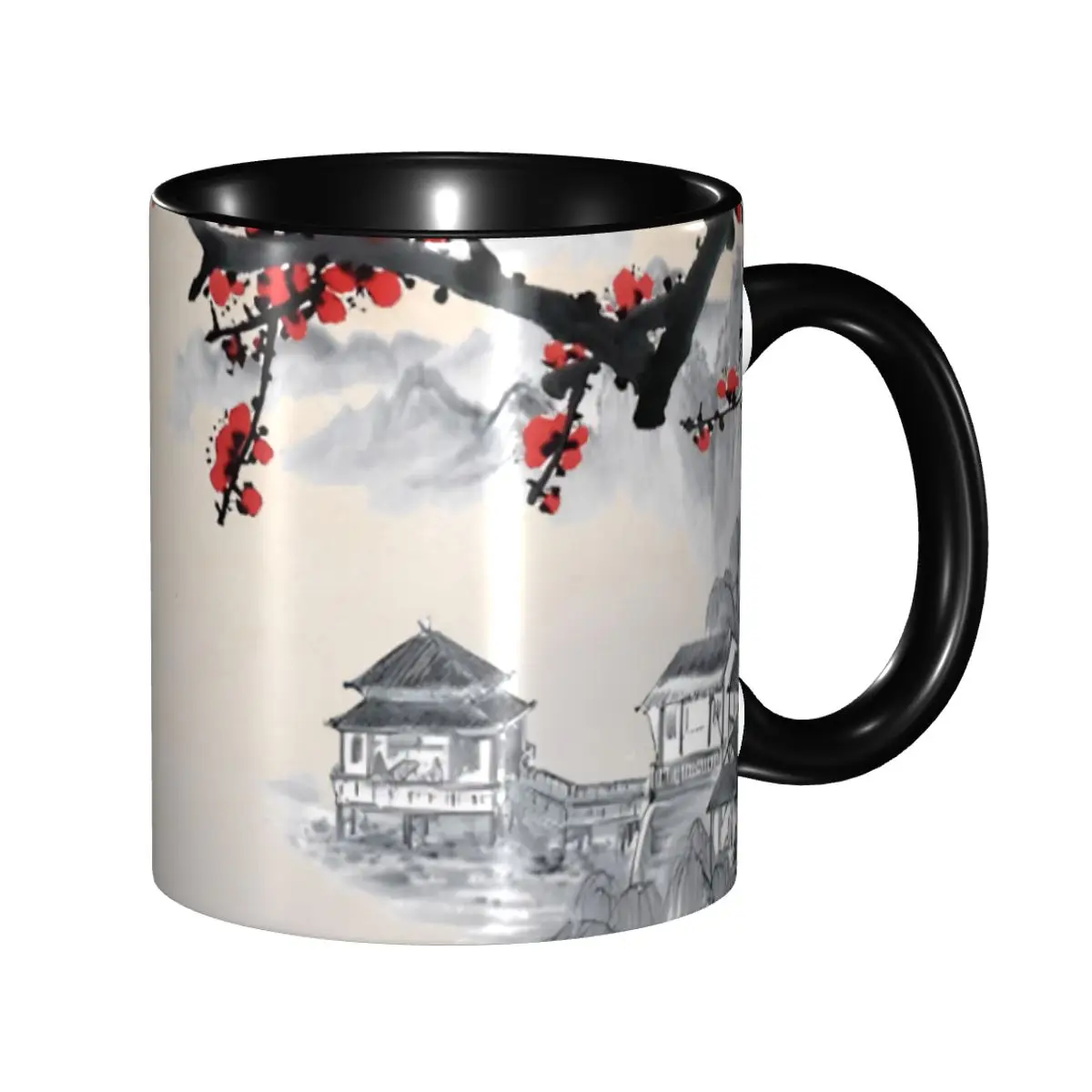 

Japanese Cherry Blossom Pattern Mugs Custom Ceramic Coffee Mug Cup Creative Gift