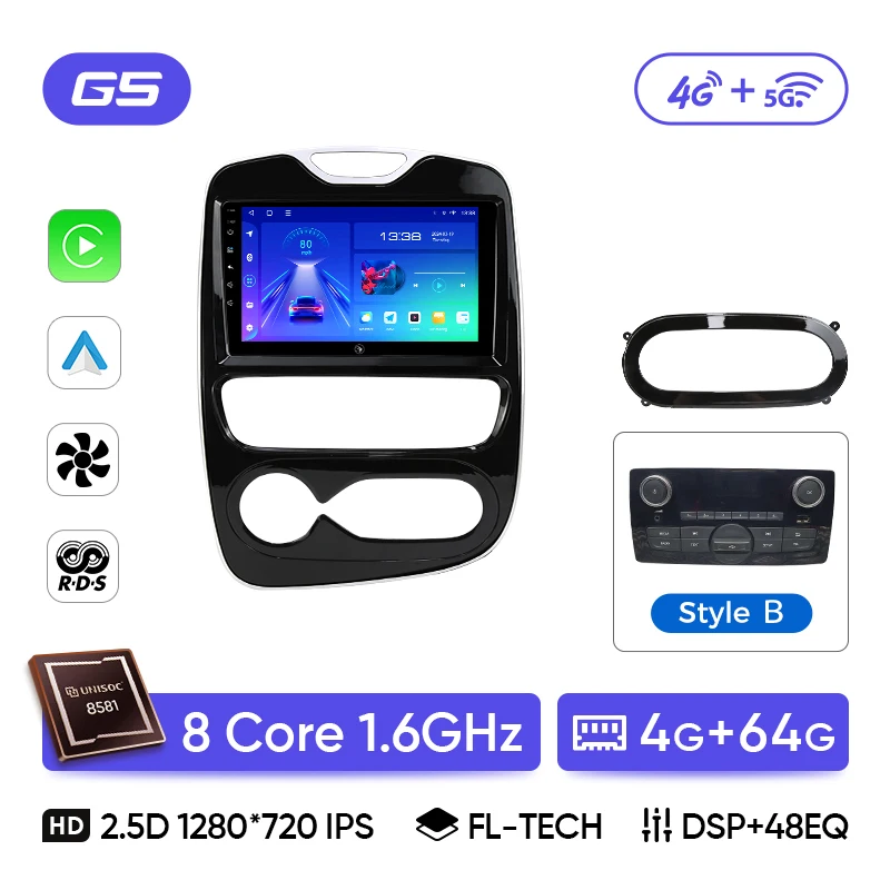 Ainavi Autoradio Voor Renault Clio 4 2012 - 2018 Draadloze Carplay Android Auto Multimedia Speler Stereo 2Din 4G Wifi DSP