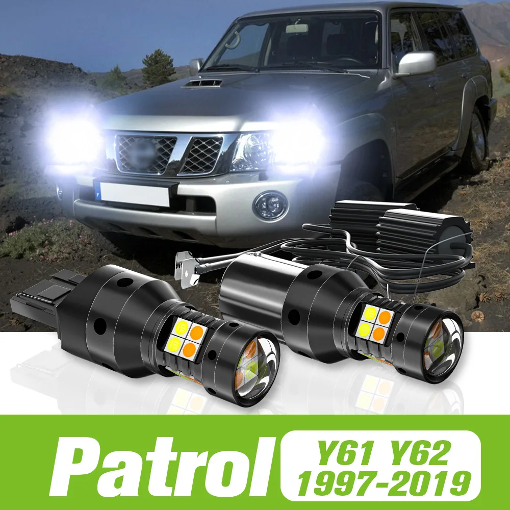 

2pcs For Nissan Patrol Y61 Y62 1997-2019 Dual Mode LED Turn Signal+Daytime Running Light DRL 2010 2011 2012 2013 Accessories