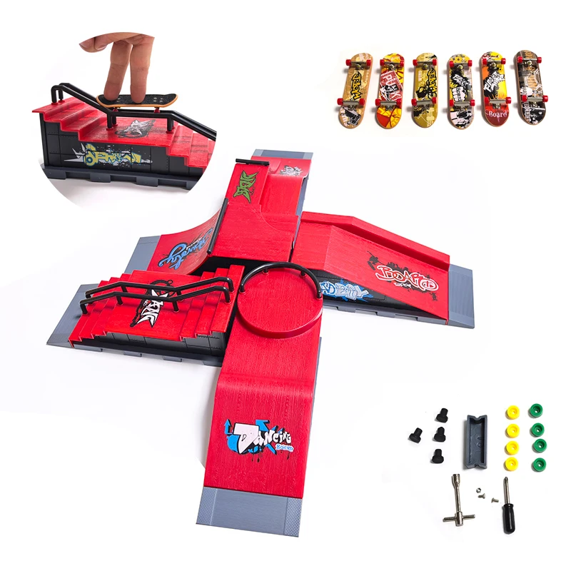DIY Finger Skateboard Skate Park Ramp Parts Professional Tech Deck Scene Venue Combination Sets Novelty Toys Gift For Kids Child