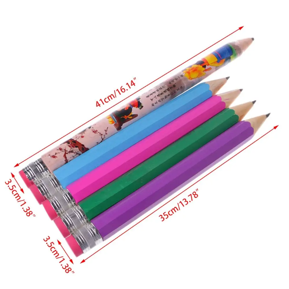 Creative School Office Supplies Boys Girls Kids 35cm Wood Jumbo Pencil Huge Pencil Giant Pencil with Cap and Eraser