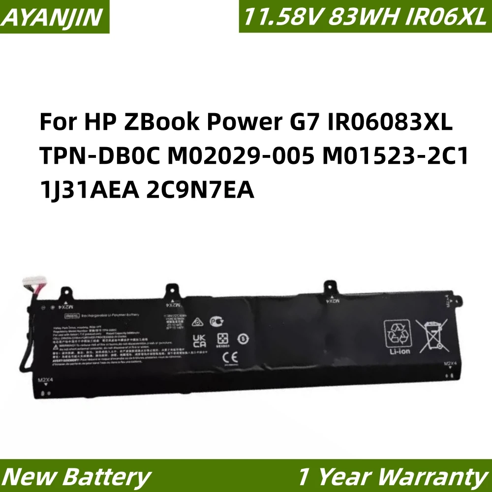 Bateria do portátil para HP ZBook Power G7, IR06XL, 11.58V, 83WH, IR06083XL, TPN-DB0C, M02029-005, M01523-2C1, 1J31AEA, 2C9N7EA