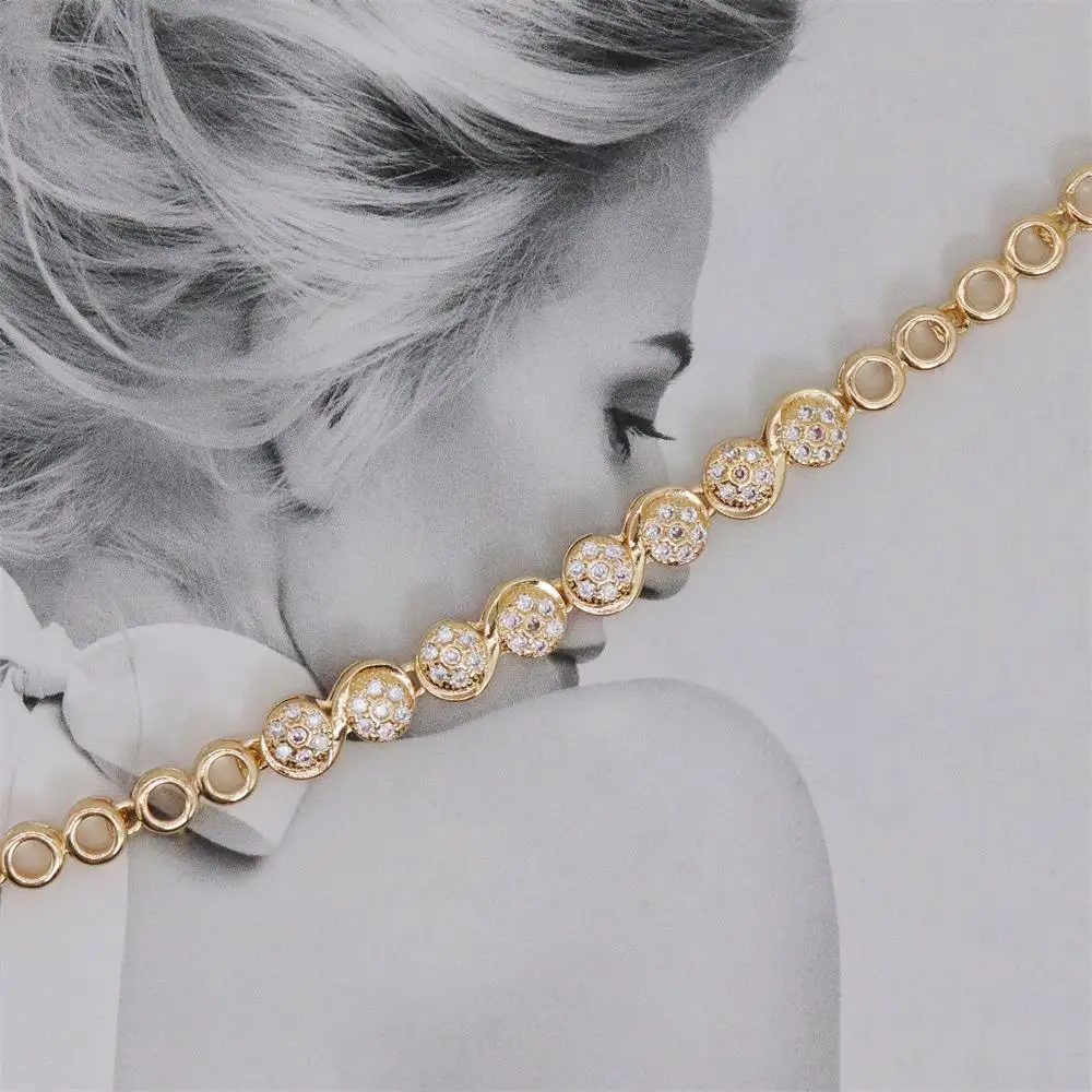 ZHONGVI Gold Color Geometric Circle Bracelet For Women Micro Pave CZ Zircon Chain Bracelet Jewelry Gifts