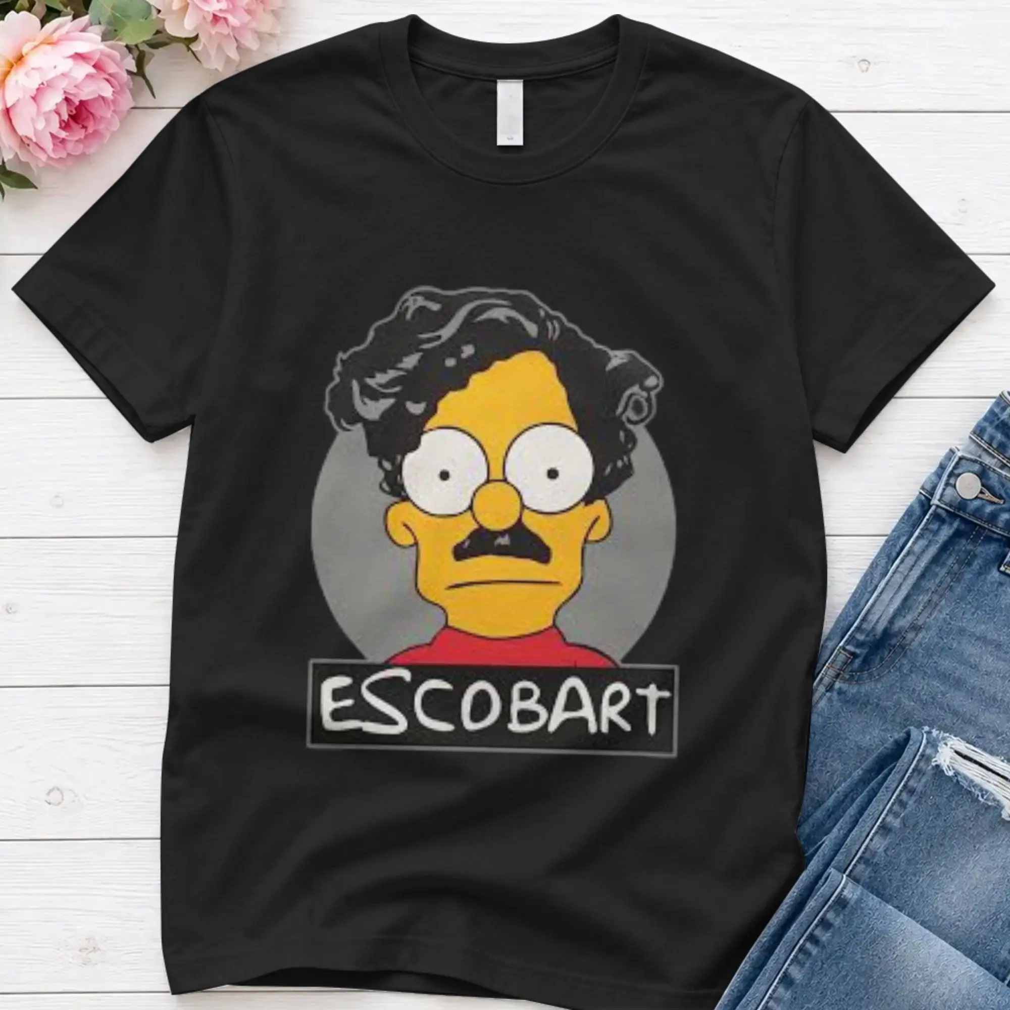 Simpsons   Men T Shirt Simpsons Hipster Tees Short Sleeve Round Collar T-Shirts Pure Cotton Printed Clothes