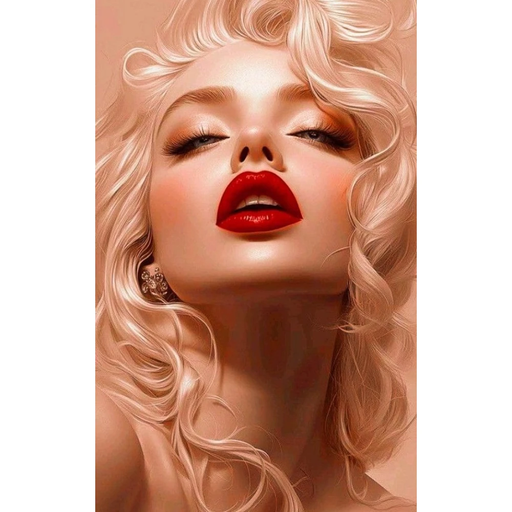 

500/1000/1200/2000 PCS Jigsaw Puzzles Sexy Red Lip Woman Portrait Family Activity Games for Gameroom Bedroom Home Decor