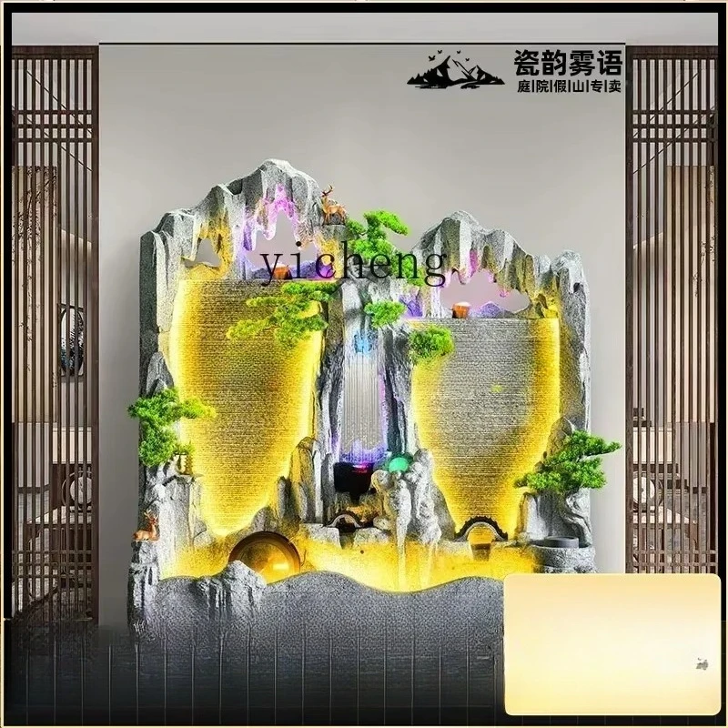 BJ-9  Fake Mountain Fountain Landscape Ornament Manor Courtyard Water Curtain Wall Flowing Water Screen Office Entrance Decorati