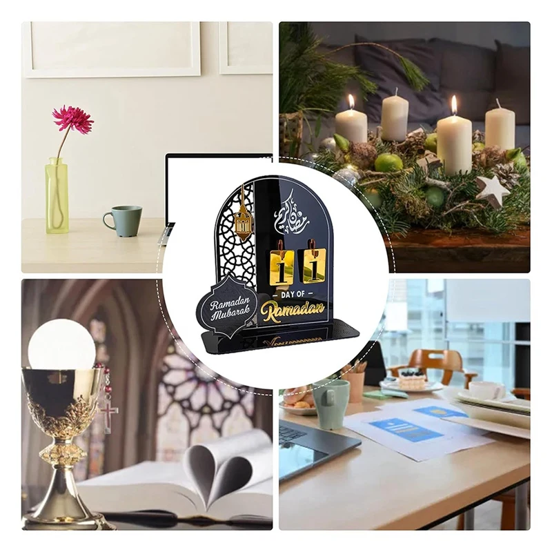 تقويم العد التنازلي للعيد الاكريليك ، تقويم العد التنازلي ديي للطاولة والعيد ، حفلة سوداء ، 30 يومًا