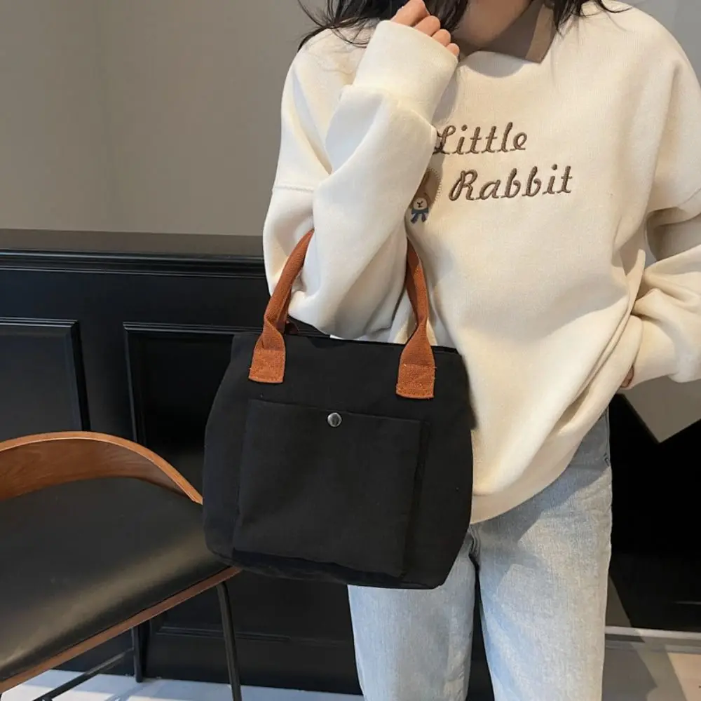 Portable Nylon Oxford Tote Bag Solid Color Multiple Pockets Canvas Shoulder Bag Large Capacity Zipper Women Handbag Outdoor