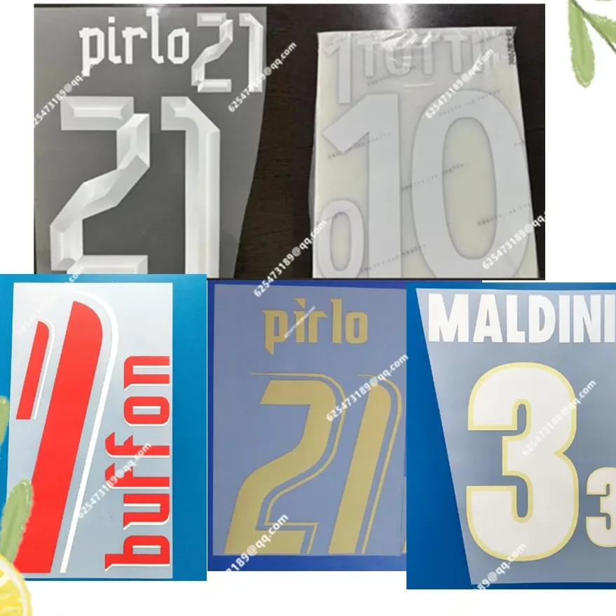 Retro name sets customized 1996 2002 2006 2012 pl Pirlo Buffon Totti iron on Top namesets