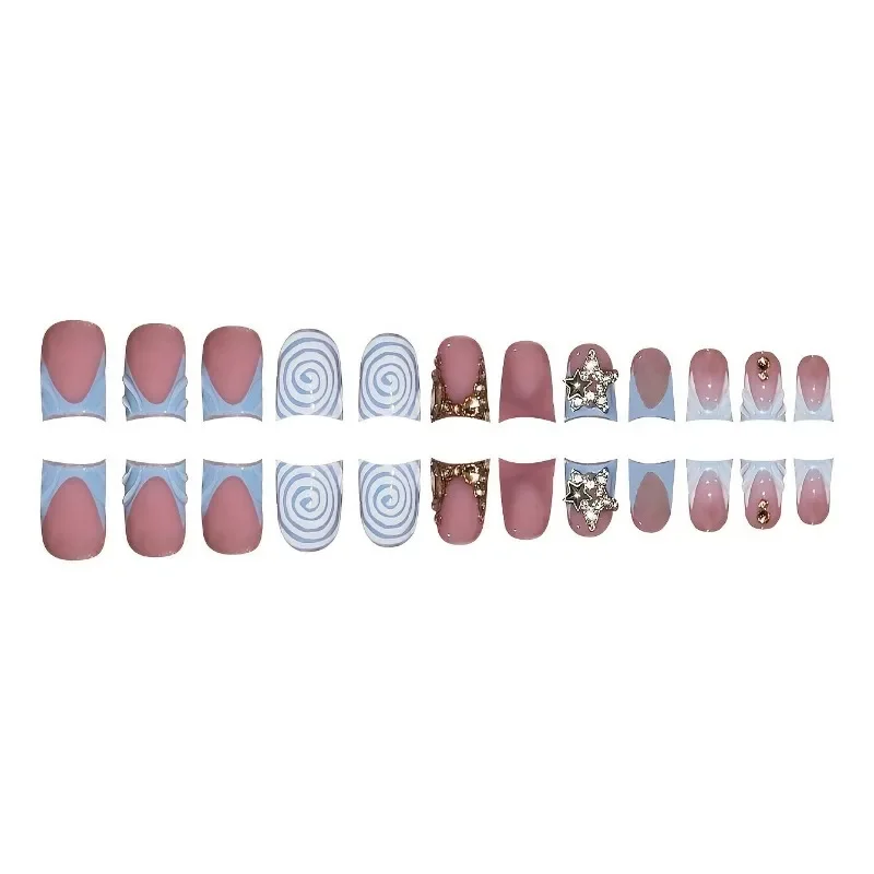 Blue French Press-On Nails 3