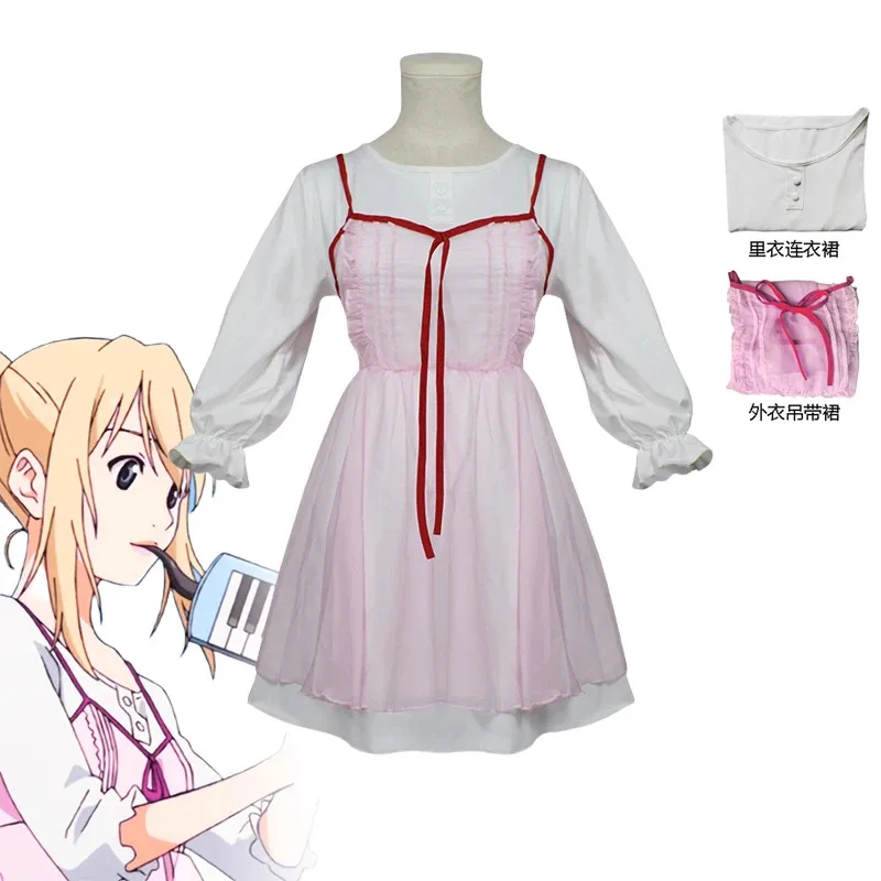 AIAI 2025Anime Your Lie in April Миядзоно Каори Cos Милое милое платье принцессы Студенческий костюм кампуса Косплей Парик для W