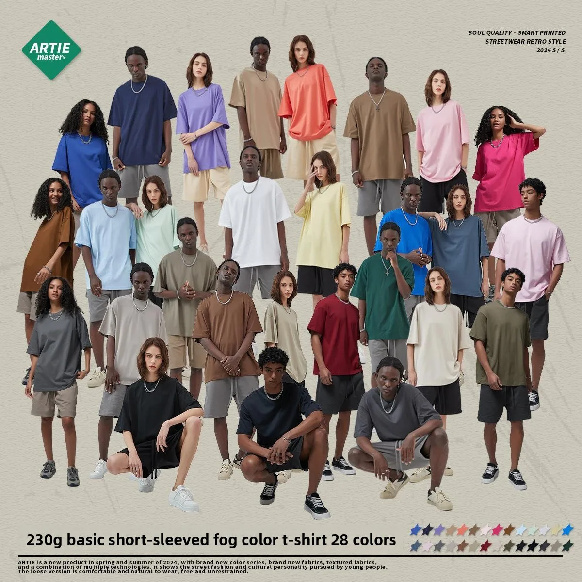 

Artie Large Size Men's T-irt Pure Cotton Double Tead Loose ort Sve Color Faionable Casual Summer Top