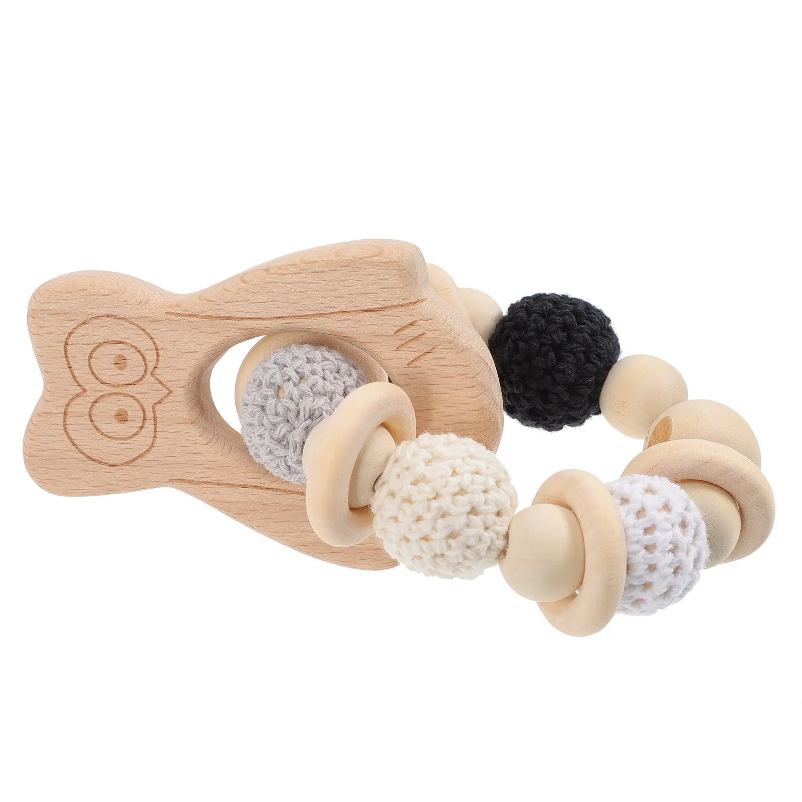 Haya Baby Owl Sonajero Mordedor Anillo de masticación sensorial para bebés de 0 a 6 meses Desarrollo de habilidades motoras finas para bebés,