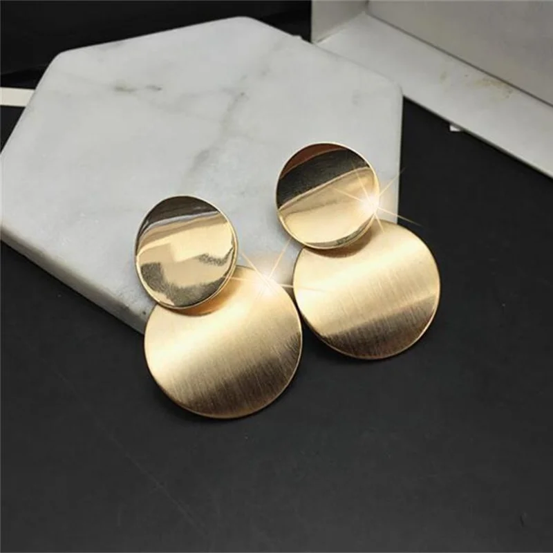 Fashion Simple Ear Studs Geometric Round Earrings Metal Elements Exaggerated Earrings Party Wedding Christmas Gifts Jewelry