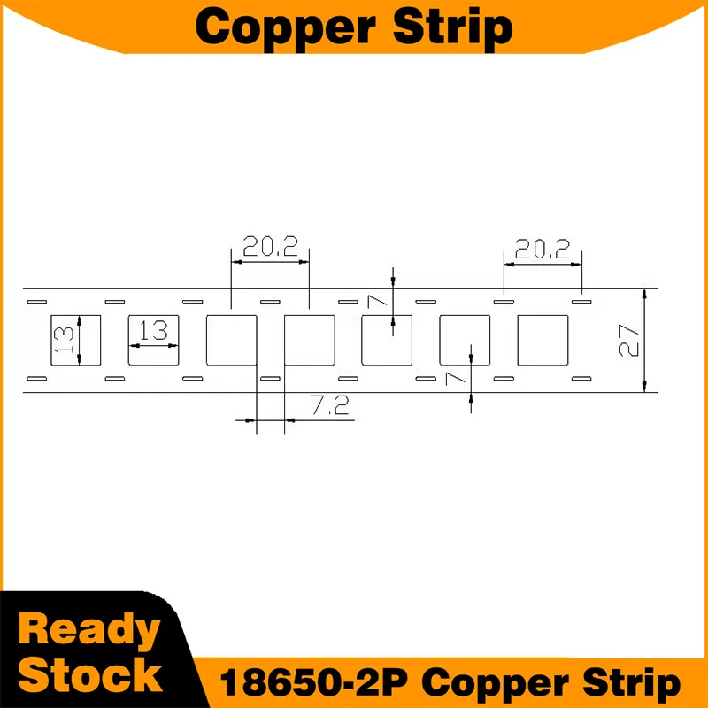18650 2P 21700 2P 32650 Copper Strip with Grooves 0.2mm Thick Copper Connector Strip for Battery Cell Welding 18650 Battery Pack