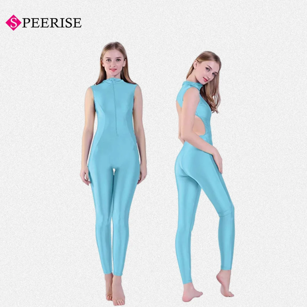 Mulheres sem costas elastano náilon unitard sem mangas bodysuit para adulto ballet dança wear desempenho macacão ginástica terno