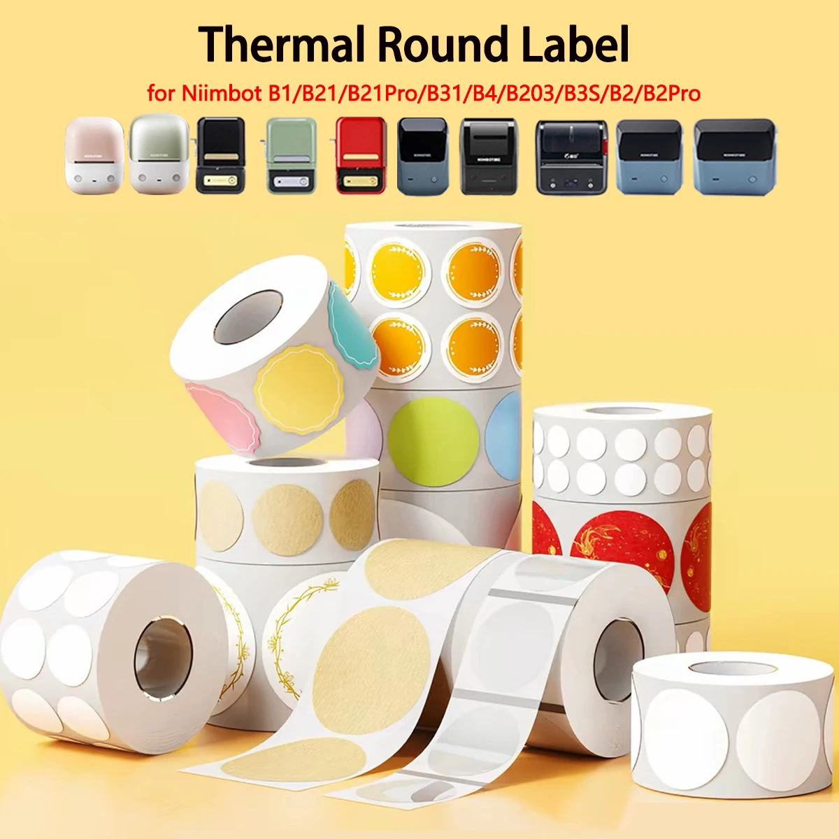 NIIMBOT B1/B21/B21Pro/B31/B4/B203/B3S/B2/B2Pro Thermal Circular Sticker Certificate Food Date Sealing Self-adhesive Label Paper