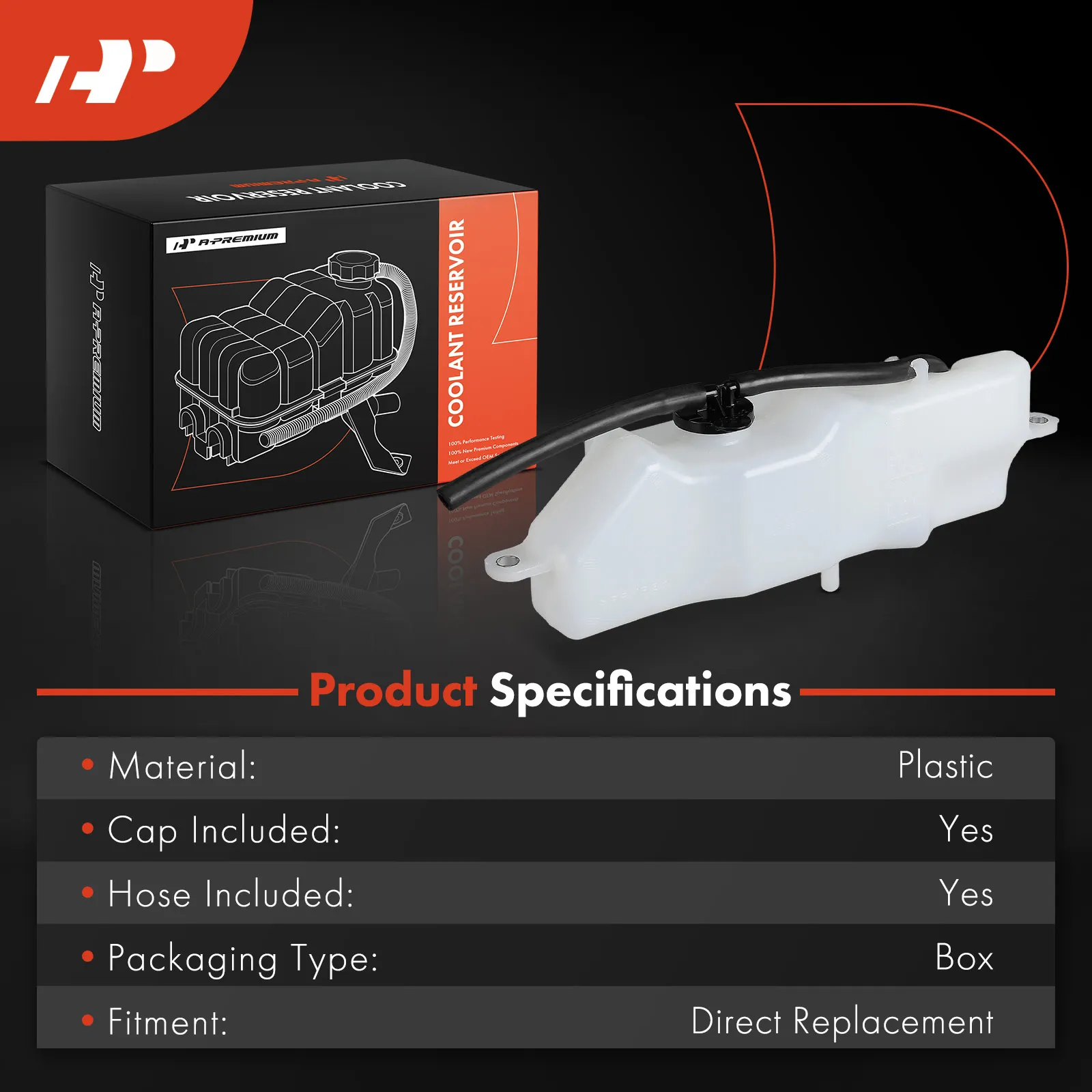 A-Premium Coolant Reservoir Expansion Tank with Cap & Hose for Lexus ES350 ES300h 2013-2018