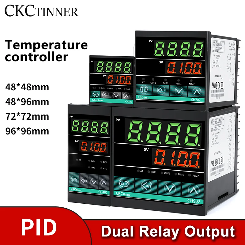 

Dual Relay Output CH102 CH402 CH702 CH902 1 ALarms LCD Digital PID Intelligent Temperature Controller 100-240VAC 2 Relays