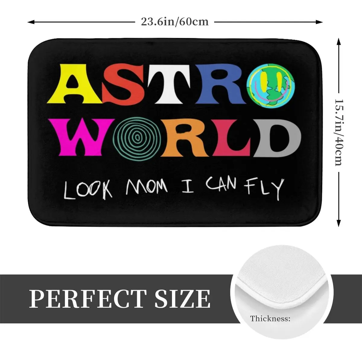 ASTROWORLD Look Mum I Can Fly Doormat Non-slip Super Absorbent Bath Mats Home Entrance Rugs Kitchen Living Room Carpet Footpad