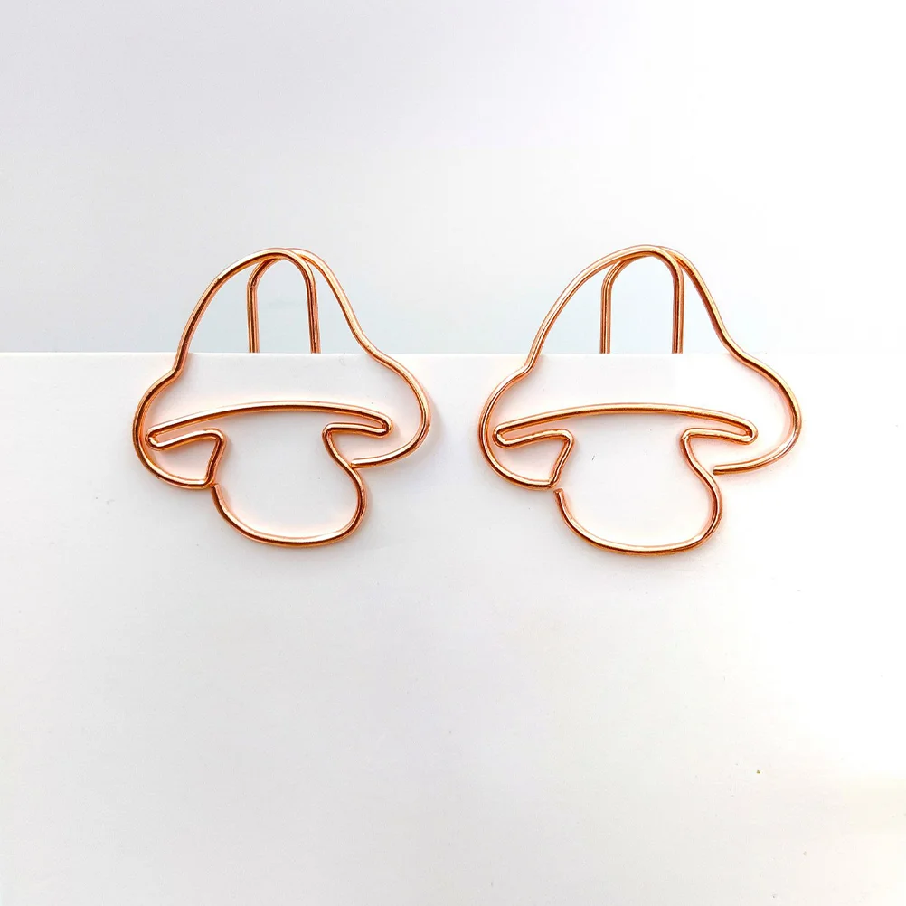 20 Pcs Mushroom Paper Clip Adorable Clips Multi-use Office Document Decorative Iron Fixing Students Desk Accessories Small
