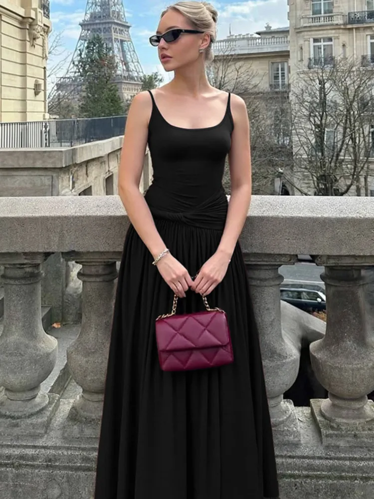 القطب الشمالي مثير السباغيتي حزام عارية الذراعين فستان نحيل المرأة 2025 صيف جديد خارج فستان باكتاف مفتوحة فستان طويل أنيق Bodycon Vestidos