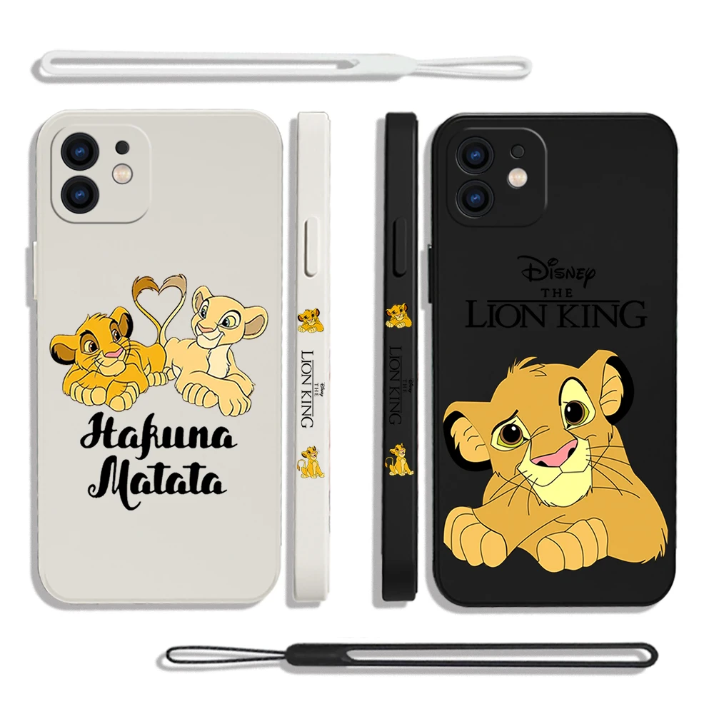 Lion King Simba Phone Case For iPhone 15 14 13 12 11 Pro Max Mini X XR XSMAX 8 7 6S Plus Soft Silicone Cover With Hand Strap