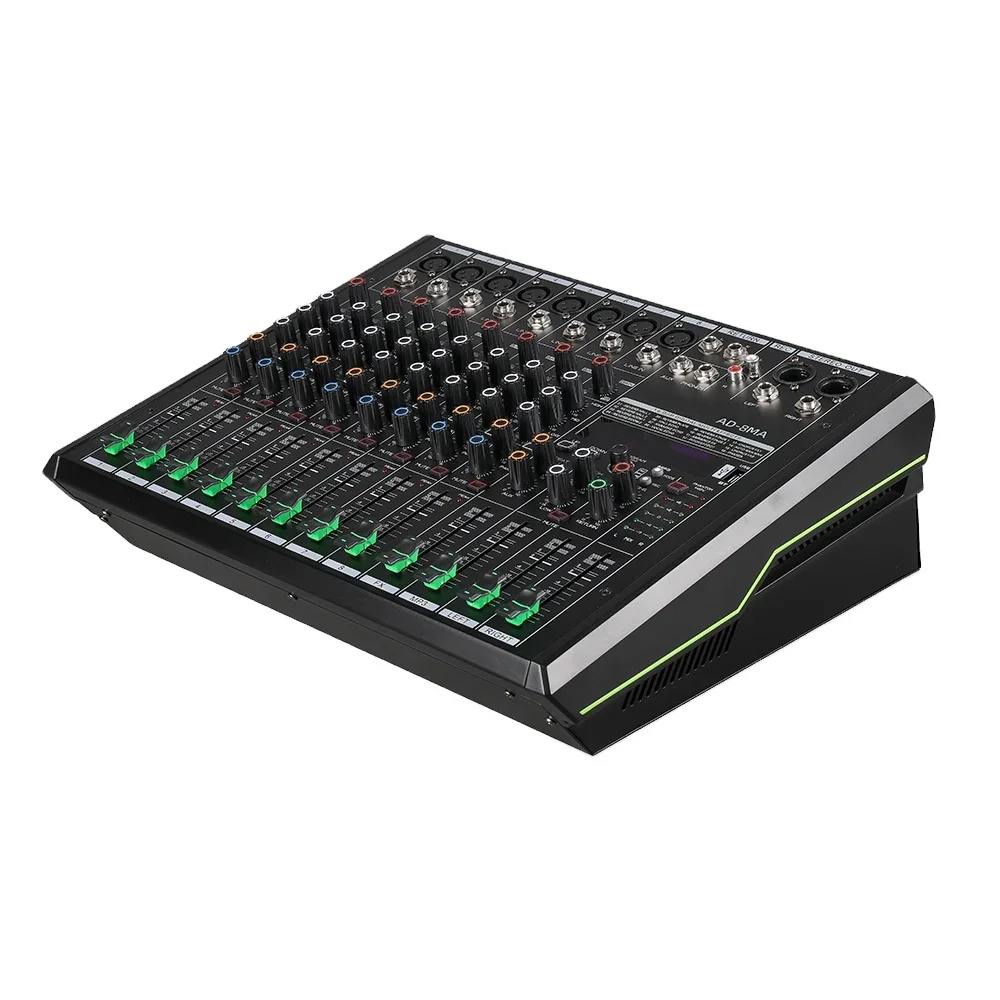 

8 channels class AB powered audio mixing console with computer usb interface and wireless connection