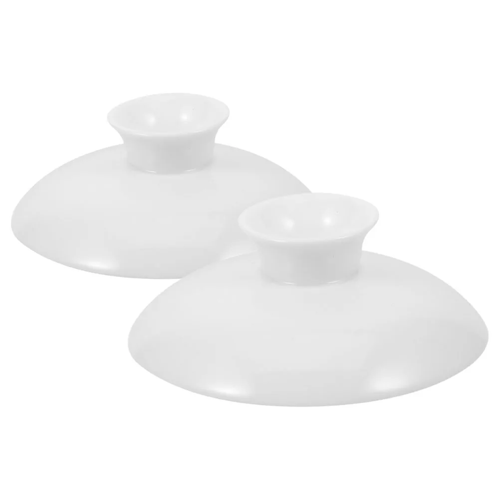 

2 Pcs Lids Tea Cup You Can Ceramic Cover For Teapot Accessories White Ceramics Office