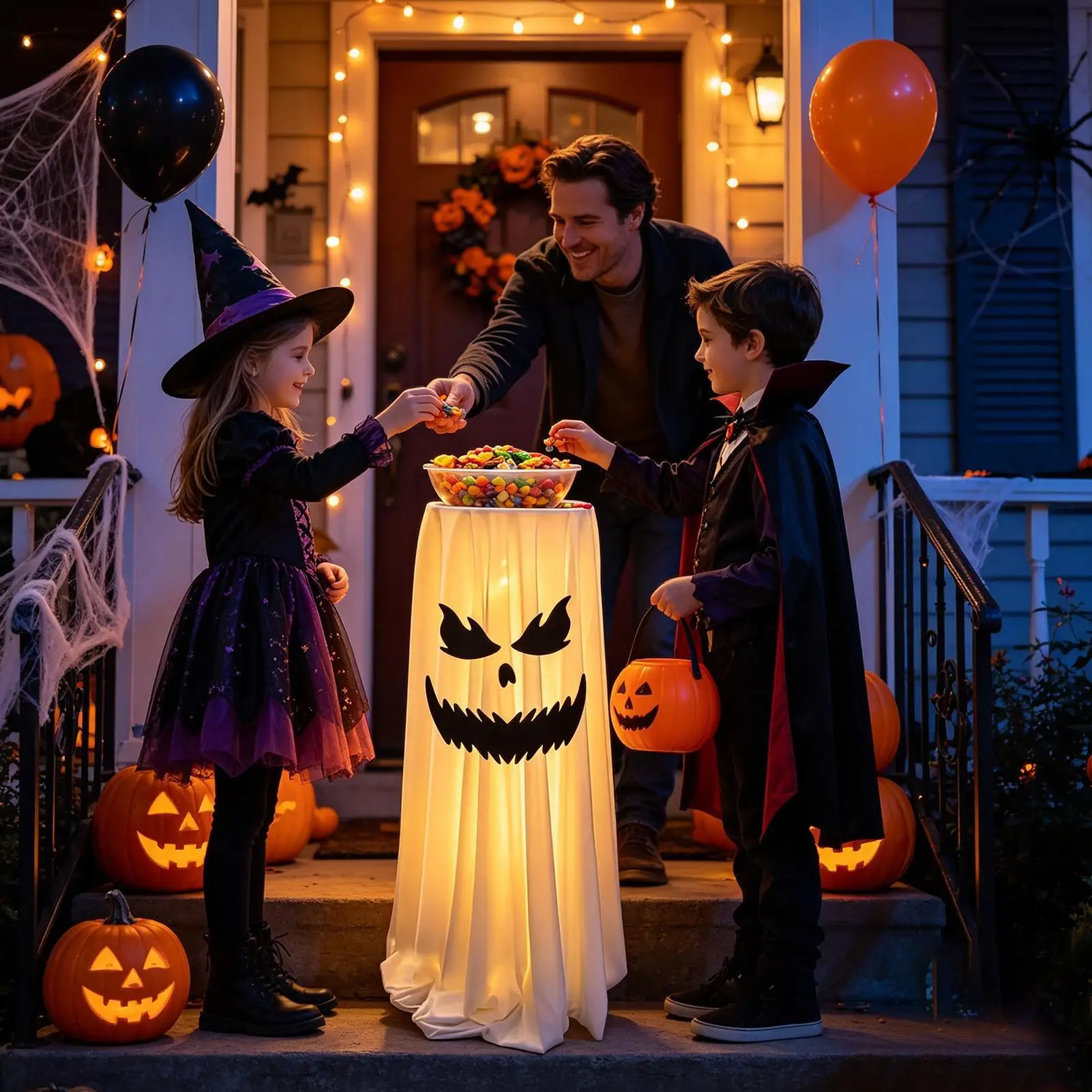 Ghost Decor 80cm Spooky Funny With Remote Candy Bowl Halloween Candy Holder Ghost Decor For Home Front Door Haunted House Garden