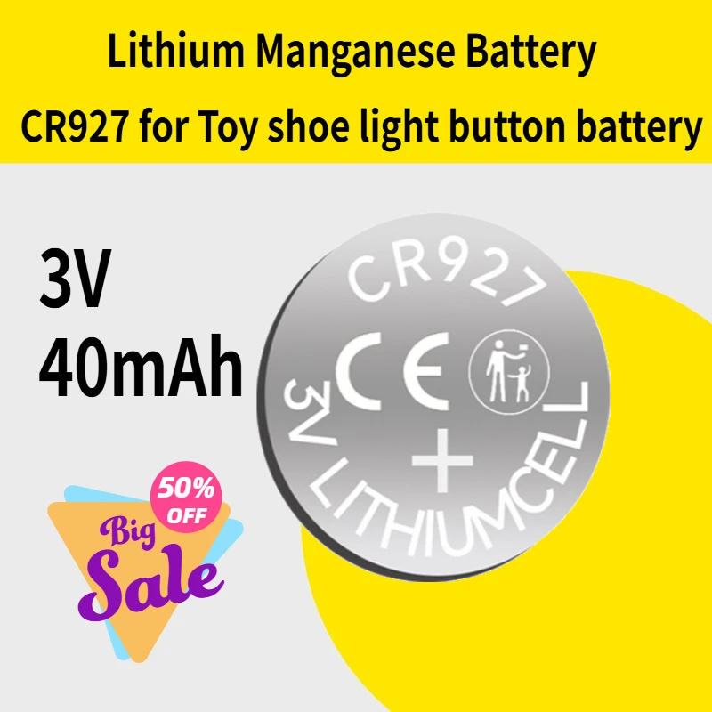

CR927 Lithium Manganese Battery 3V 40mAh for Toy Shoe Light Button Battery