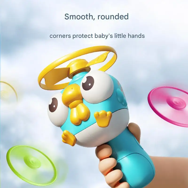 1pc crianças brinquedo de libélula de bambu, disco voador de puxar à mão, arma de lançamento portátil, flyer rotativo ao ar livre interação pai-filho