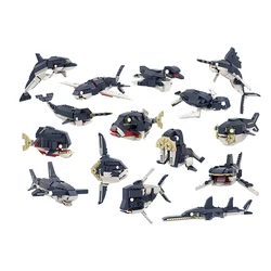 Ocean Underwater Sea Creatures Animals Building Toy - Prehistoric Megalodon Whale Shark Squid Marine Fish Brick Model