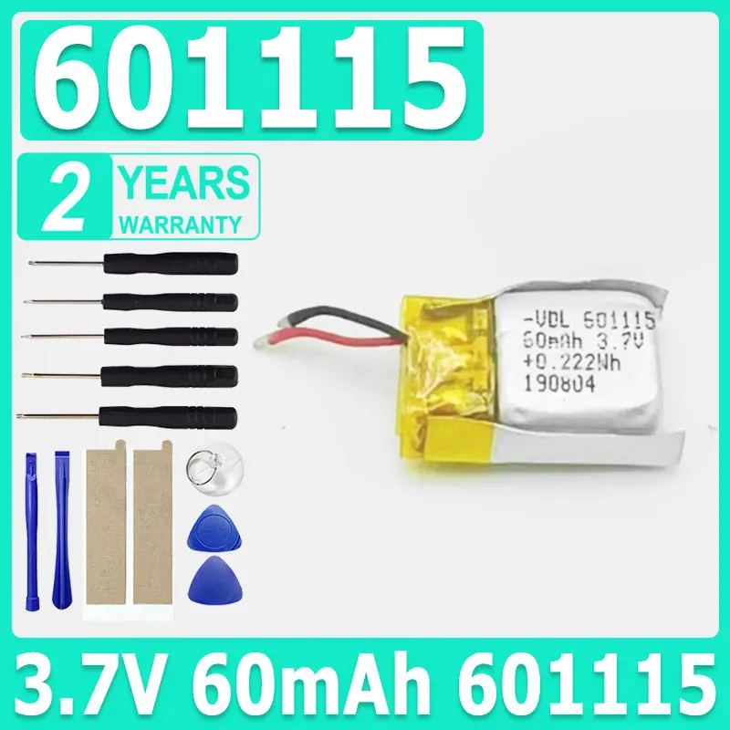 3.7V 60mAh 601115 Rechargeable Lithium Li-ion Polymer Battery for MP3 Headset small toy Bluetooth  Smart watch +Tools
